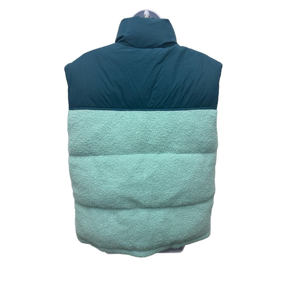 Wild Fable Womens S Oversized Puffer Vest Green Sherpa Teal zip two toned Target - Picture 3 of 4